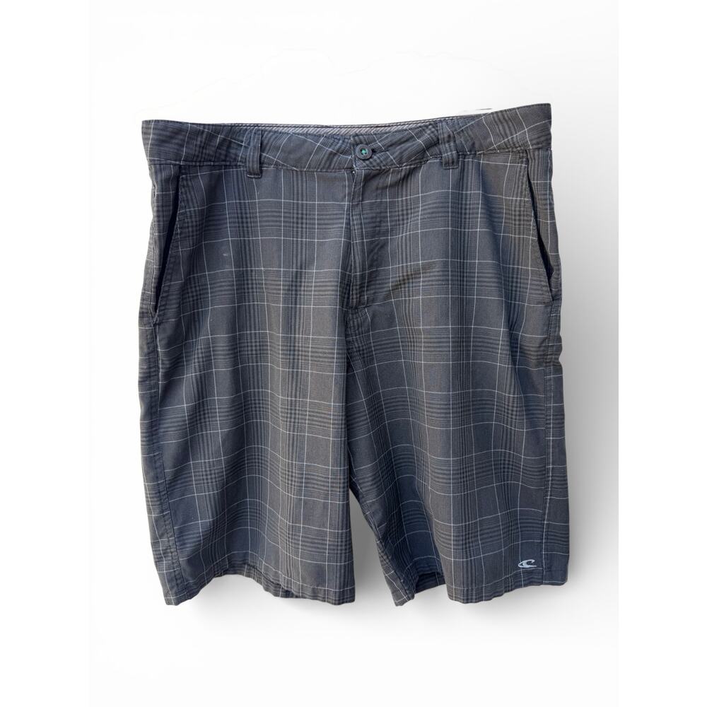 O'Neill Plaid Hybrid Shorts Mens 34 Gray Surf Skate Casual Shorts